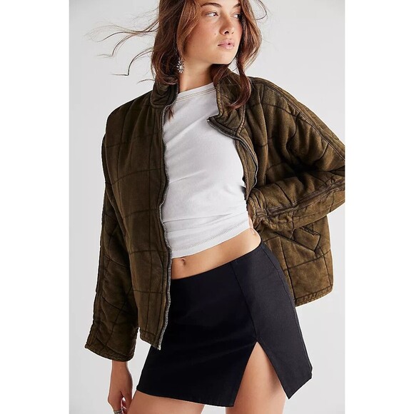 Free People Dolman Quilted Knit Jacket Top Oversized Zip-up Slouchy XS 283127 - Picture 3 of 12